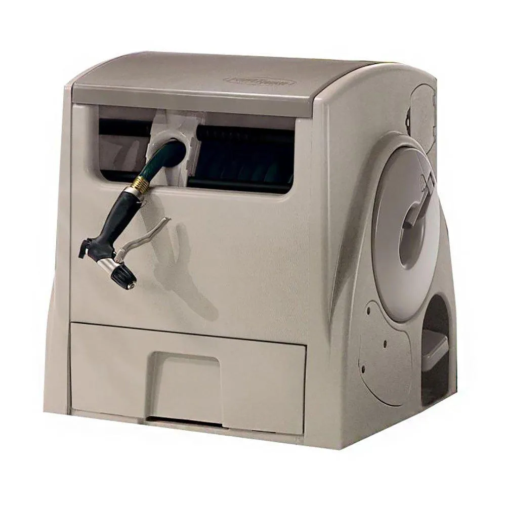 Powerwind Auto Power Rewind Hose Reel, Light Taupe