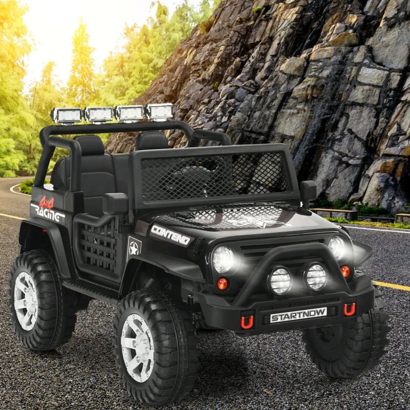 Kids Ride on Jeep Car 12V Battery Powered Electric Riding Toy Truck with Remote Control, Lights & Music