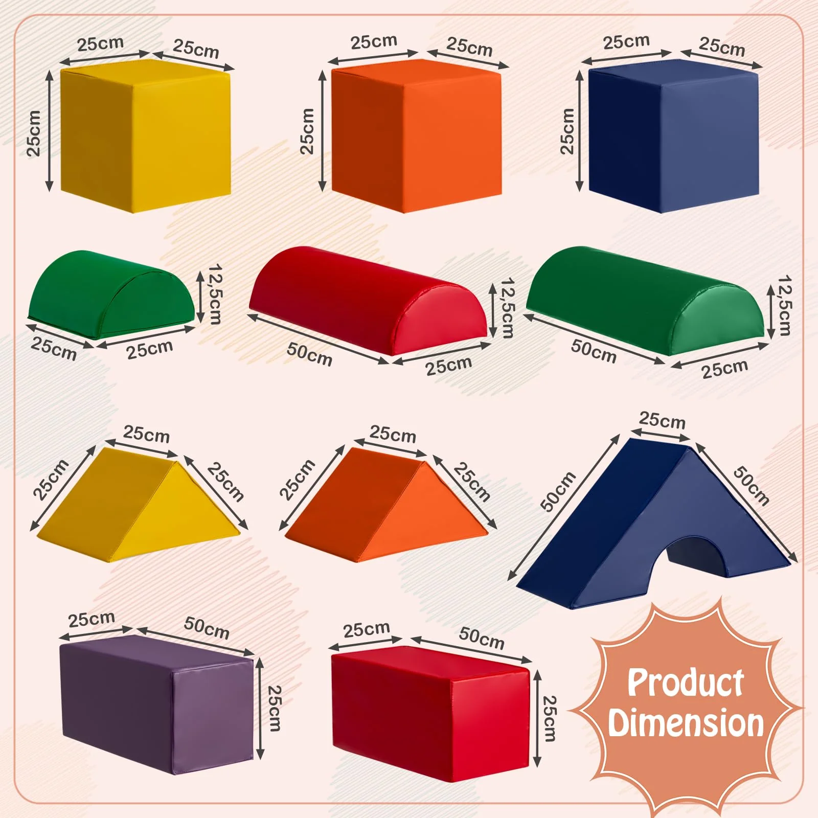 11-Piece Climb and Crawl Foam Block Play Set, Waterproof Foam Climbing Toy Set