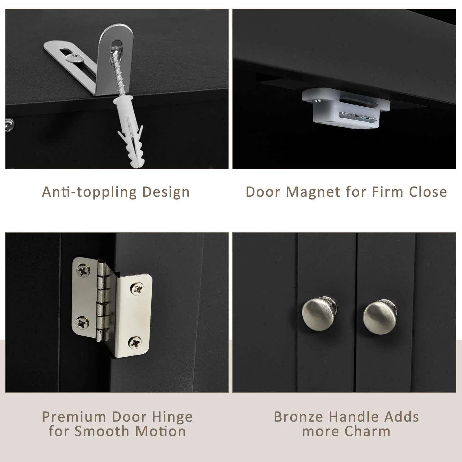 Giantex 182CM Bookcase with Doors, 3 Tier Open Book Shelving, Standing Wooden Display Bookcase