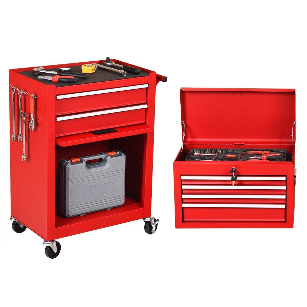 2PCS Rolling Tool Chest, 6-Drawer Toolbox Set of 2