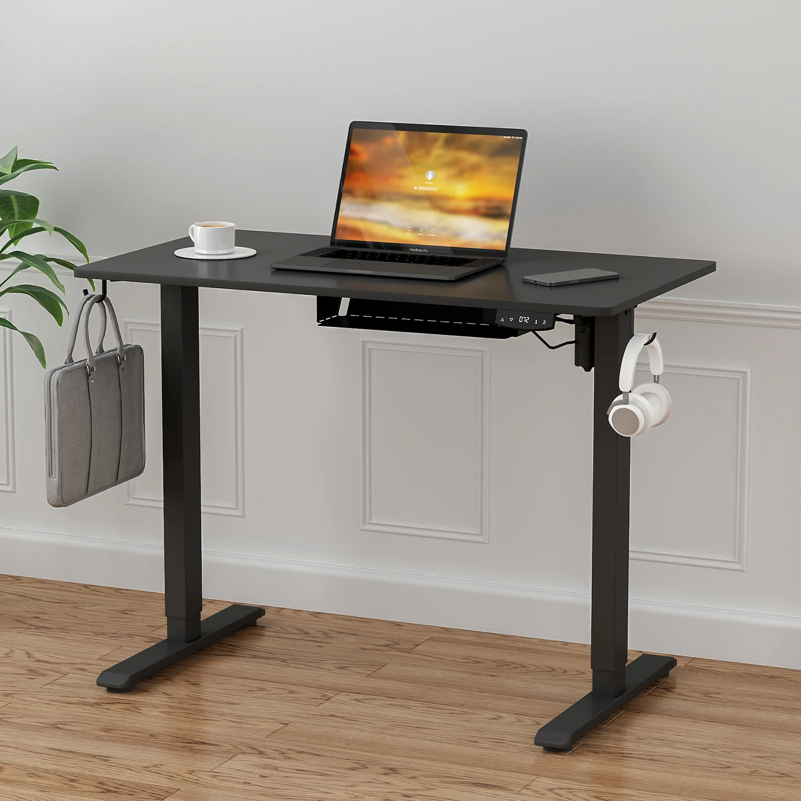 Electric Standing Desk Height Adjustable 100cm Black