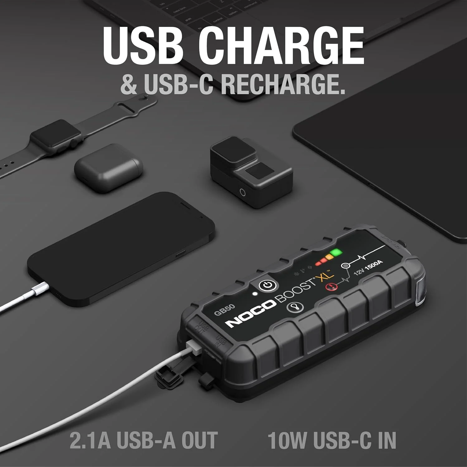 NOCO Boost XL GB50 1500 Amp 12-Volt UltraSafe Lithium Jump Starter Box, Car Battery Booster Pack, Portable Power Bank Charger, and Jumper Cables for up to 7-Liter Gasoline and 4-Liter Diesel Engines