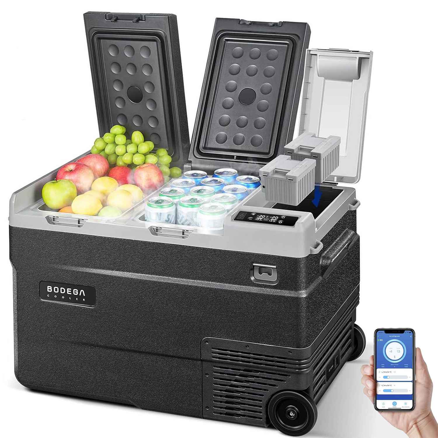 12 Volt Car Refrigerator Dual Zone Dual Doors 45QT