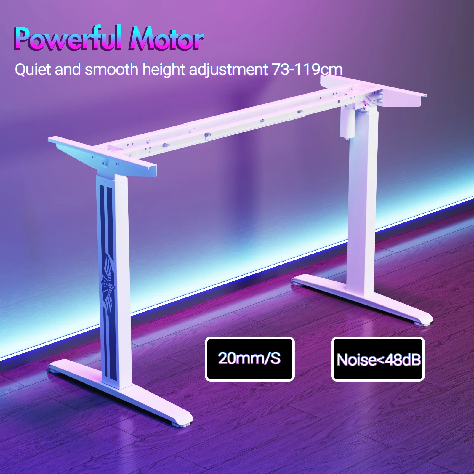 Electric Standing Gaming Desk RGB LED White