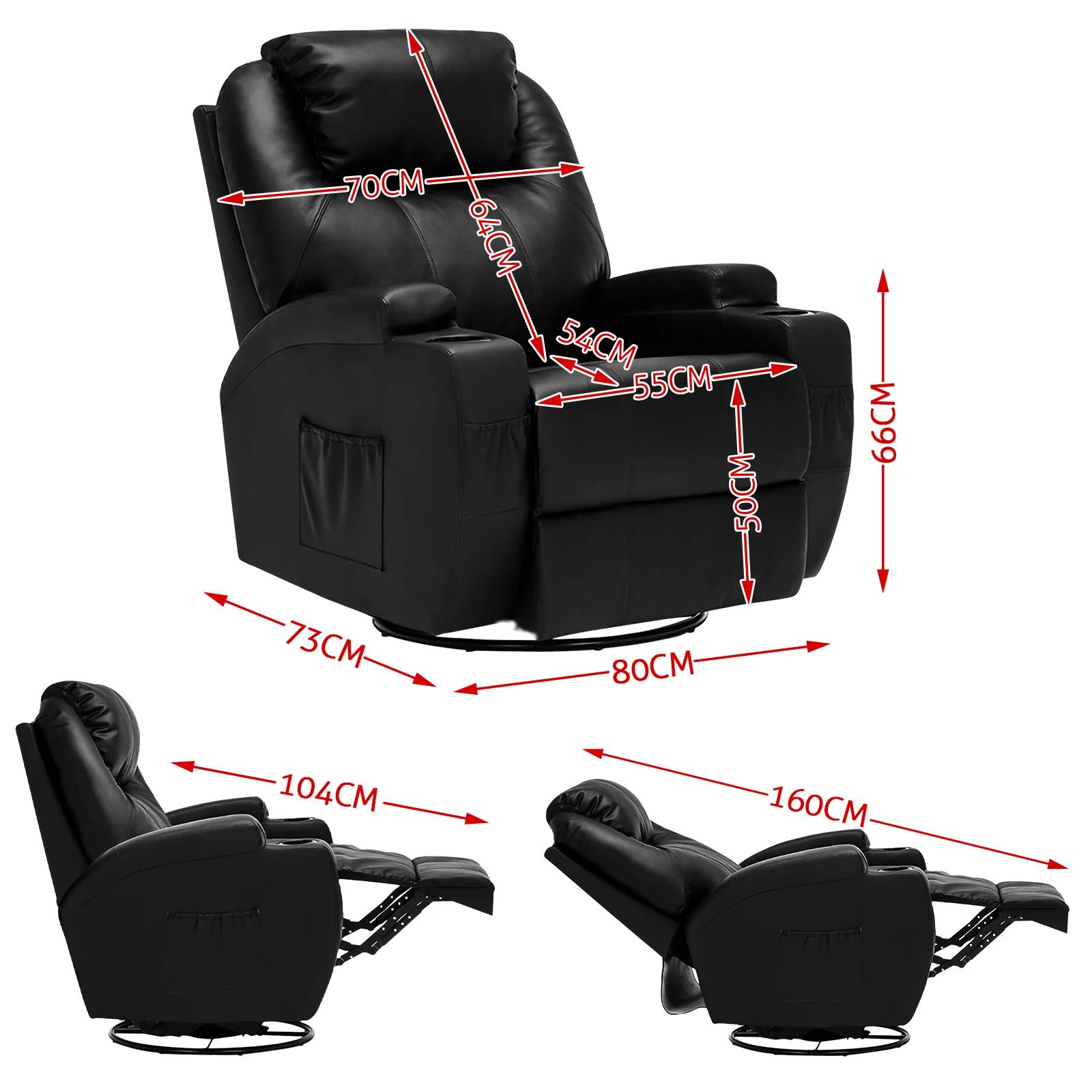 Recliner Massage Chair Sofa PU Leather