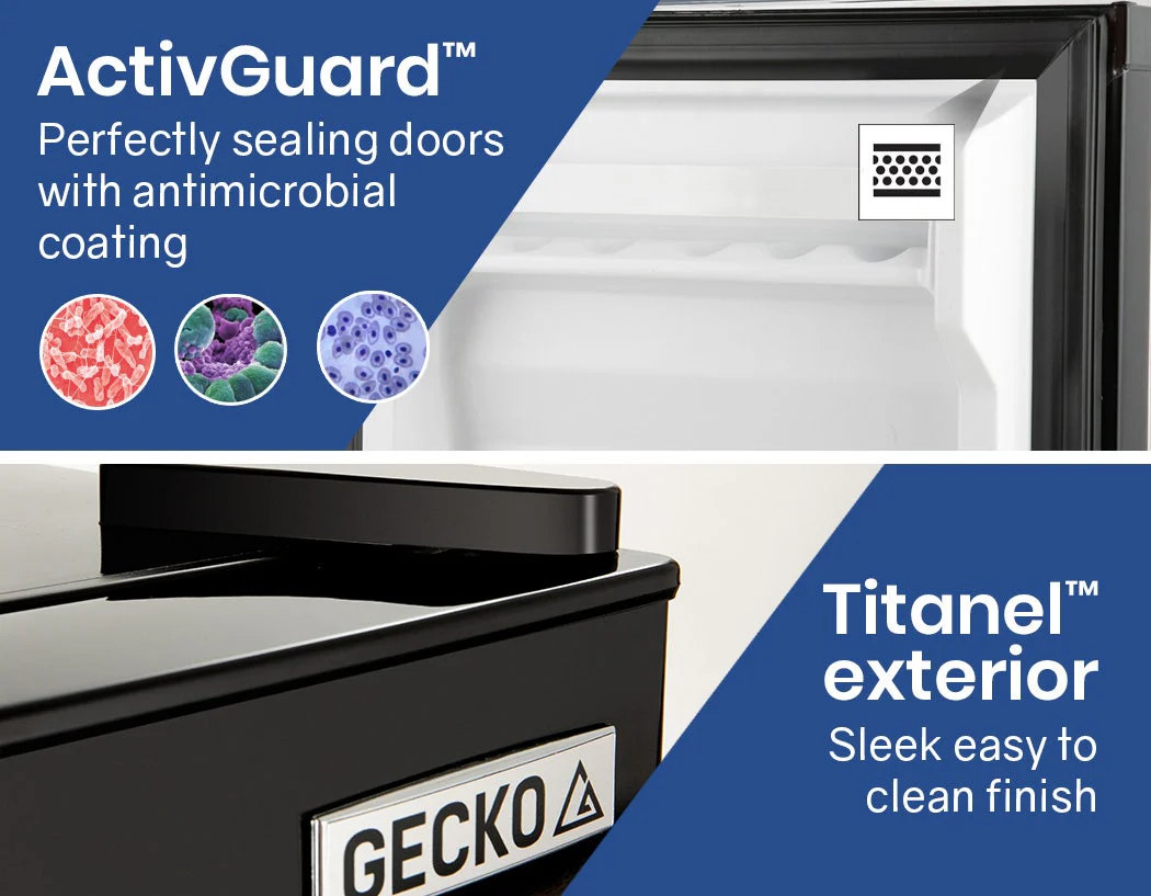 GECKO 125L Portable Upright Fridge, 12V/24V for Motorhome, Caravan, Black