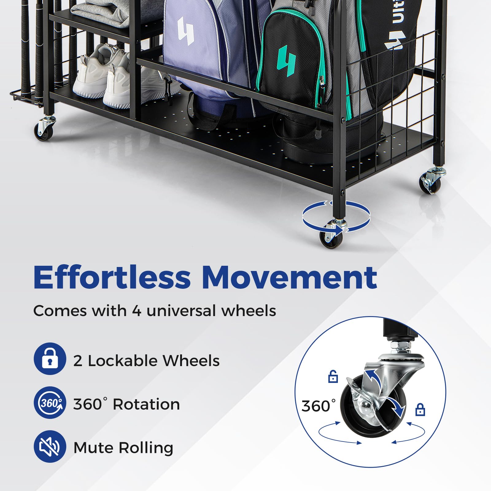 Golf Bag Storage Garage Organizer, Extra Large Storage Stand for 2 Golf Bags