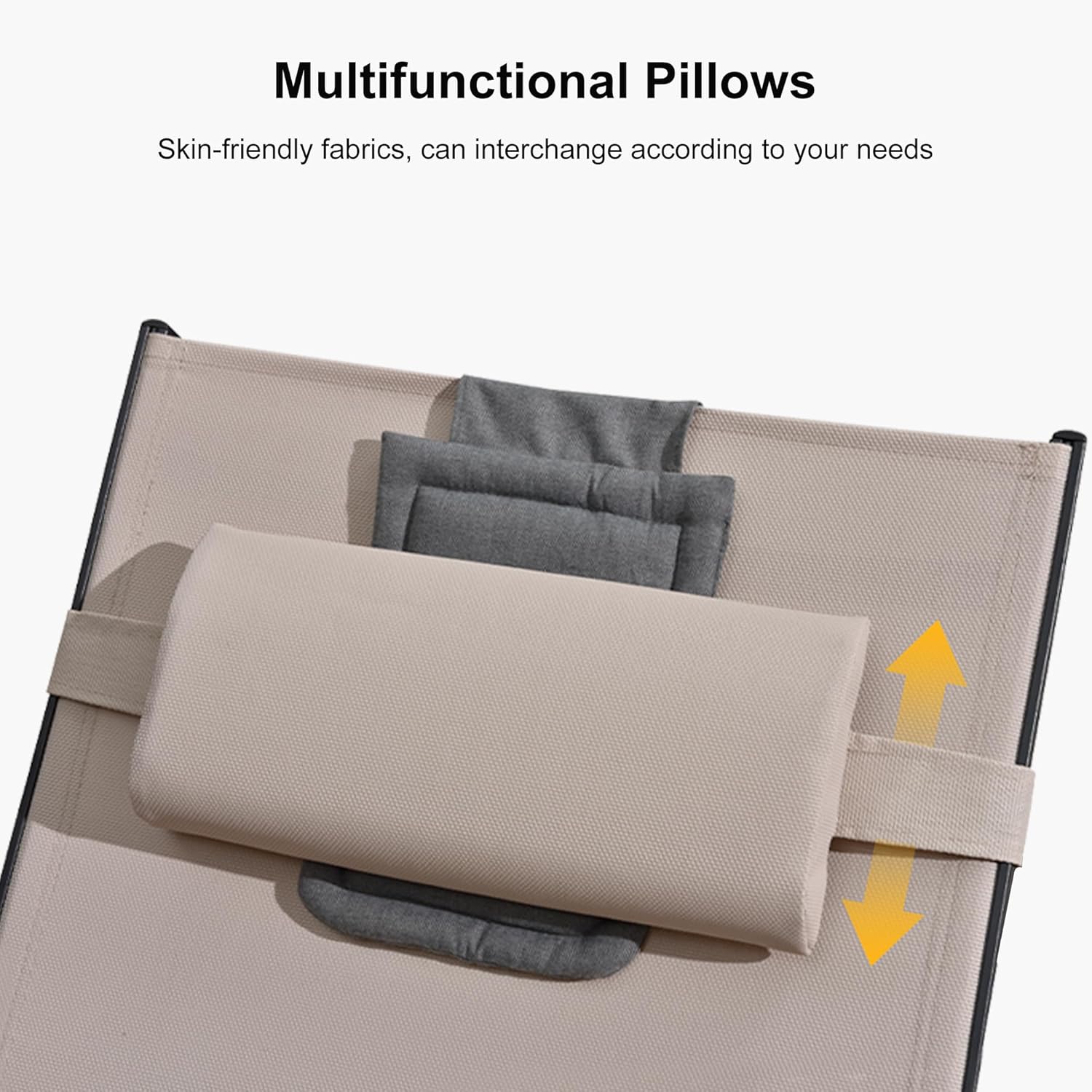 PURPLE LEAF Patio Tanning Lounge Chair Set with Face Down Hole Outdoor Aluminum Adjustable Reclining Chairs Wheels Pillows and Table for Poolside Beach Sunbathing Lounger, Beige