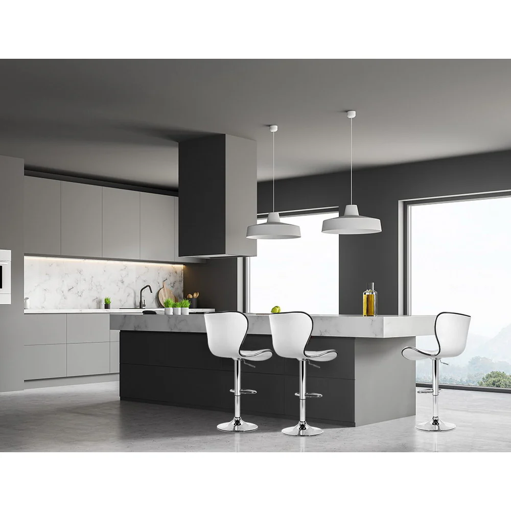 Artiss 4x Bar Stools Gas Lift Leather Seat White