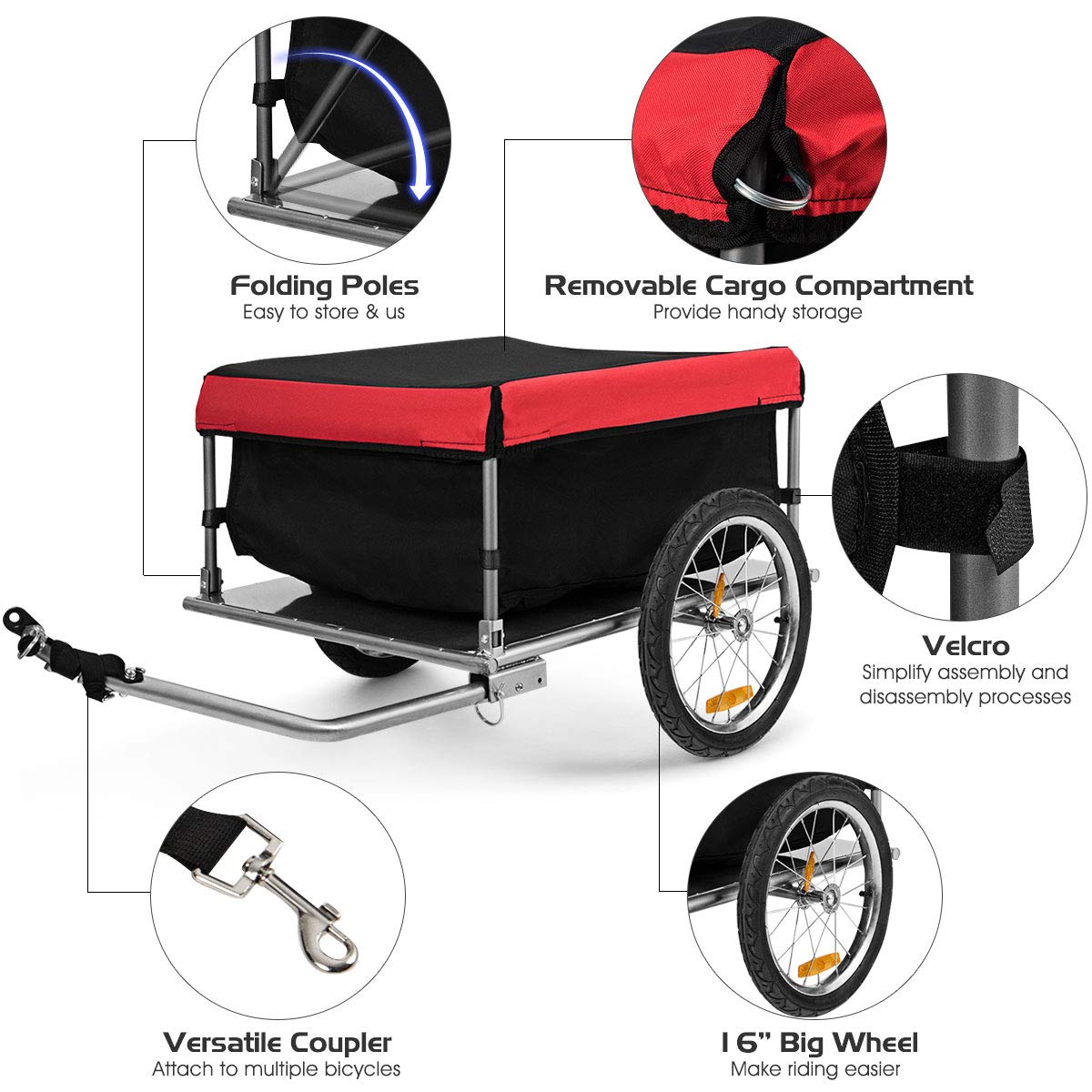 Cargo Bike Trailer, Folding Frame Quick Release 16