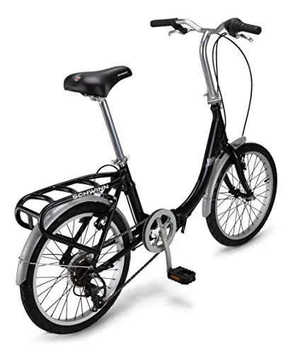 Schwinn Loop 20-Inch Folding Bike, 7-Speed, Step-Through Frame, Adult Commuter Bicycle with Cargo Rack