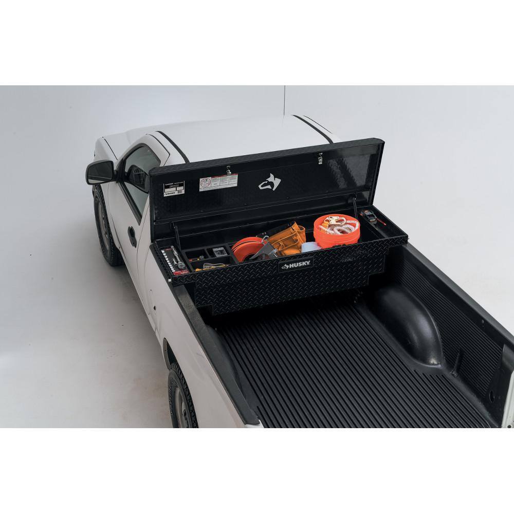 Husky 61.86 Matte Black Aluminum Low Profile Truck Tool Box for Mid-Size Trucks