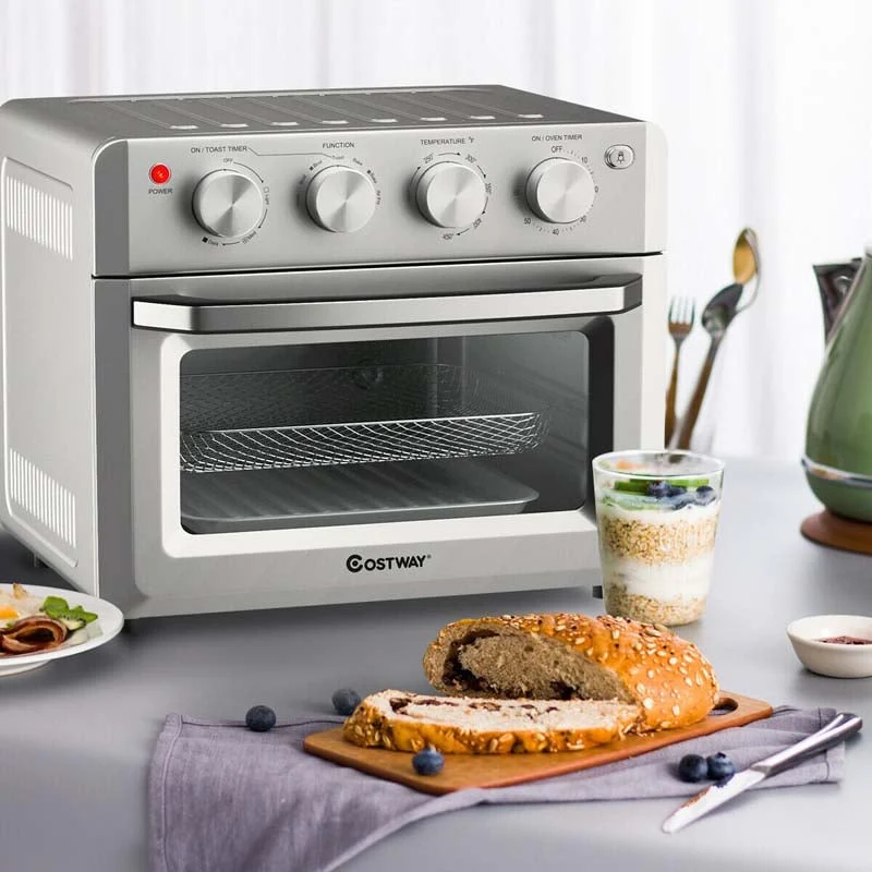 19 QT Toaster Oven Countertop, 7-in-1 1550W Convection Air Fryer with Timer, Temperature Control, 5 Accessories