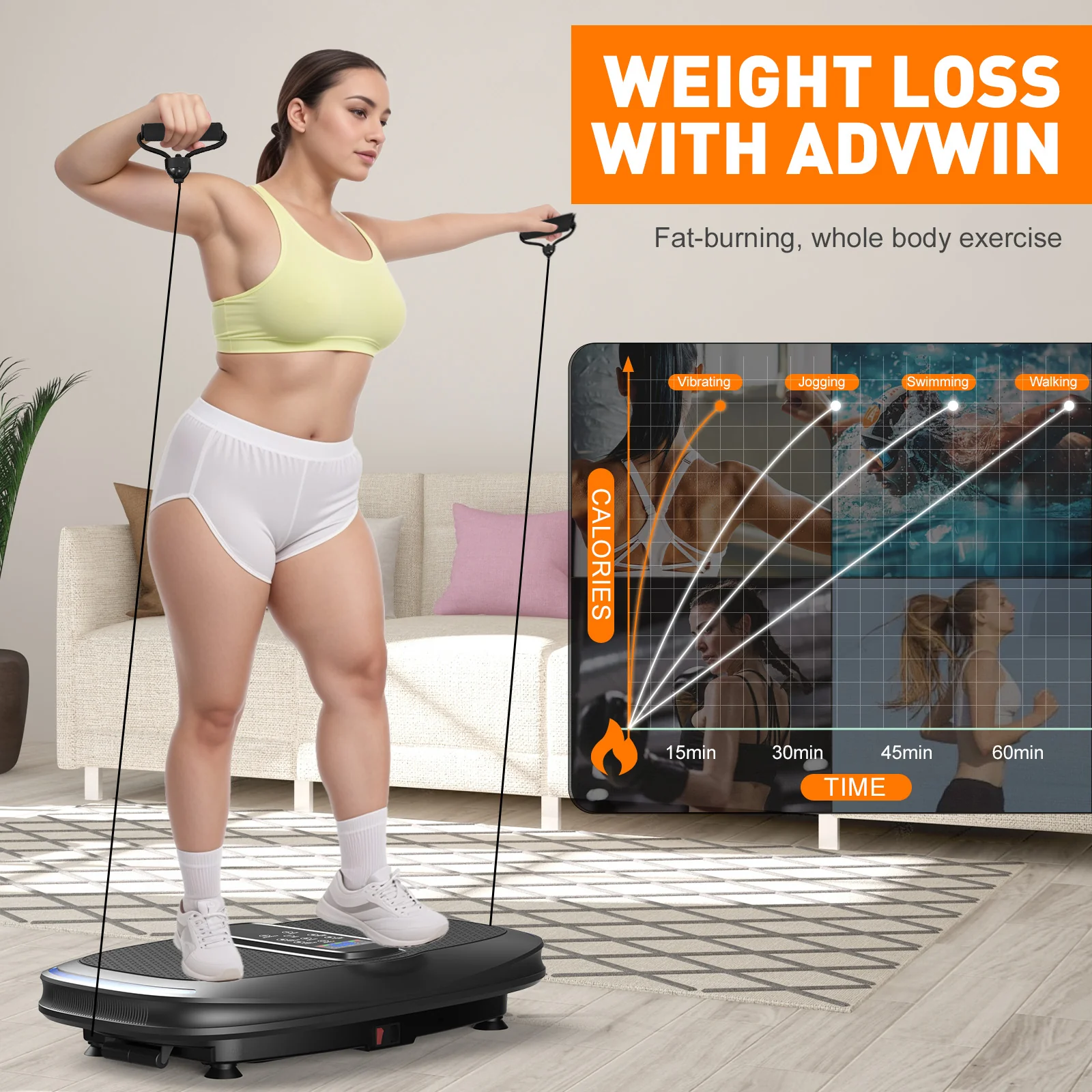 Extra-Wide Vibration Plate Exercise Machine 80cm