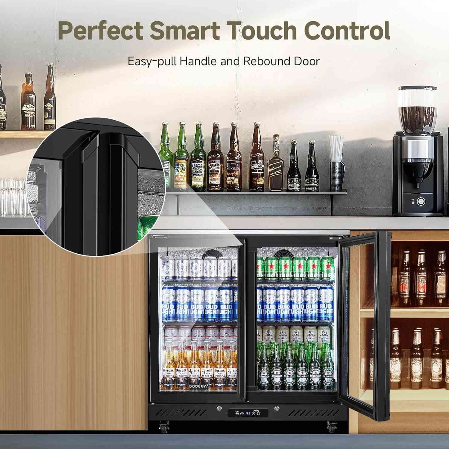 7.7 Cu.ft Commercial Counter Height Beverage Refrigerator with 2 doors and wheels