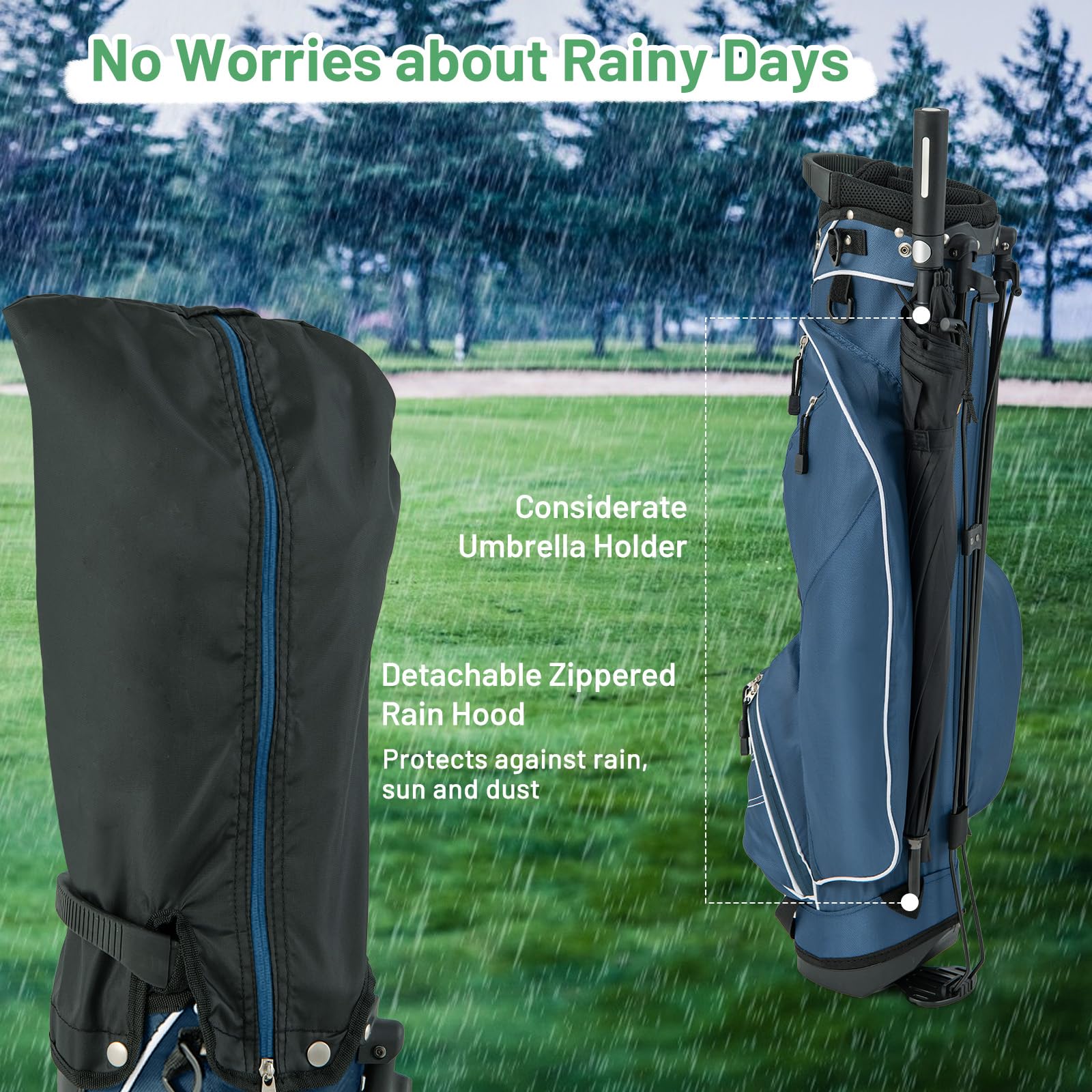 Golf Stand Bag, Lightweight Golf Club Bag with 4 Way Top Dividers