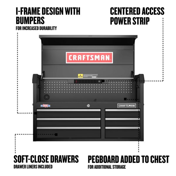 2000 Series 40.5-in W x 24.7-in H 6-Drawer Steel Tool Chest (Black)