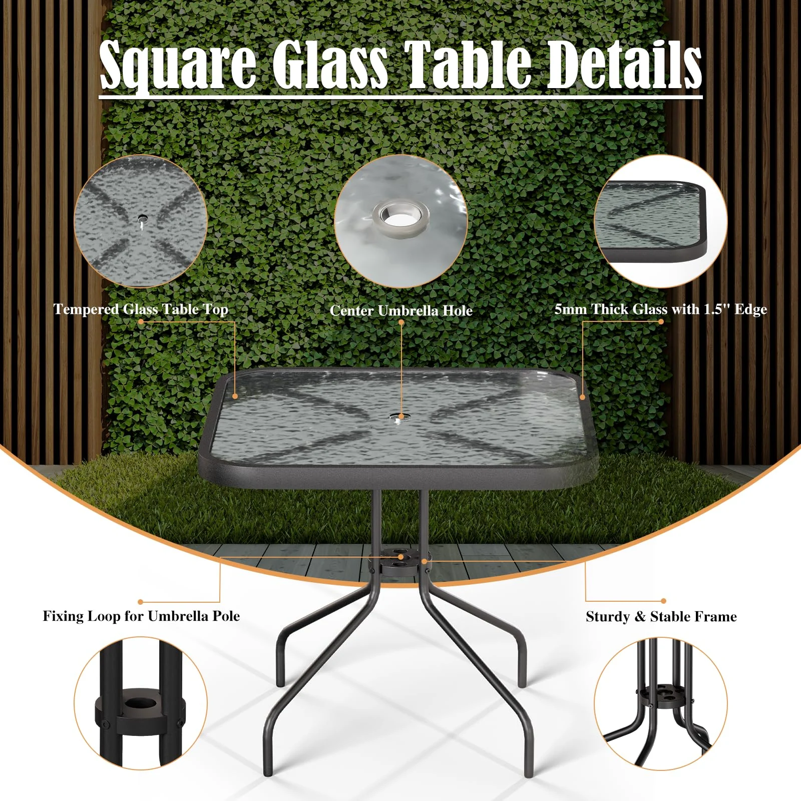 Amopatio Outdoor Dining Set of 5, Patio Table and Chairs Set