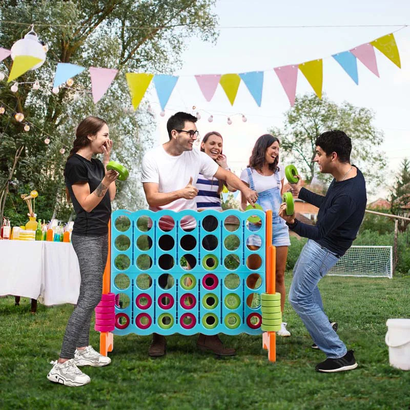 Giant 4-In-A-Row, Jumbo 4-to-Score Giant Game Set with 42 Jumbo Rings & Quick-Release Slider