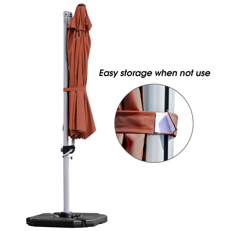 11 FT Patio Offset Cantilever Umbrella 360�� Rotation Tilt with Cross Base & Crank Handle