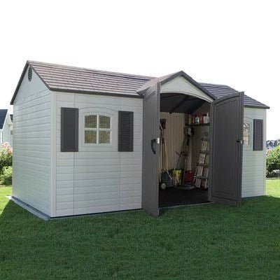 Lifetime Storage Shed: lifetime Garden Building Shed �C 15�� X 8�� �C Gray