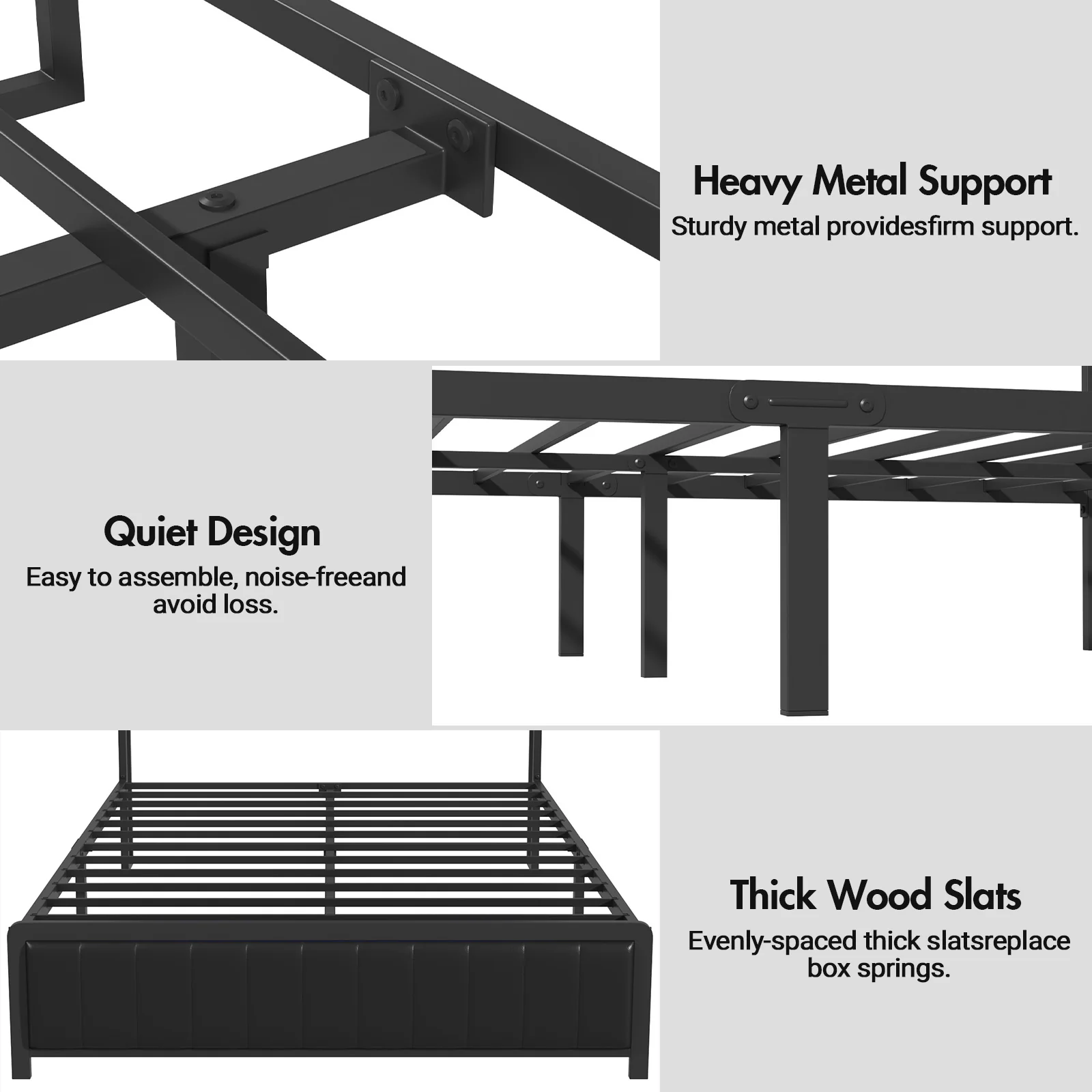 Bed Frame with Charging Station & LED Storage Shelf