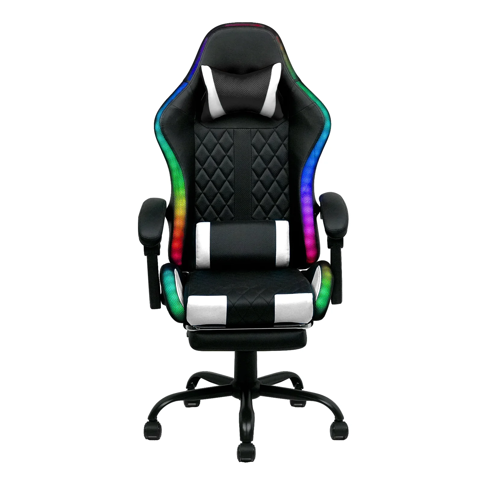 Gaming Chair 12 RGB LED Massage Chair  White