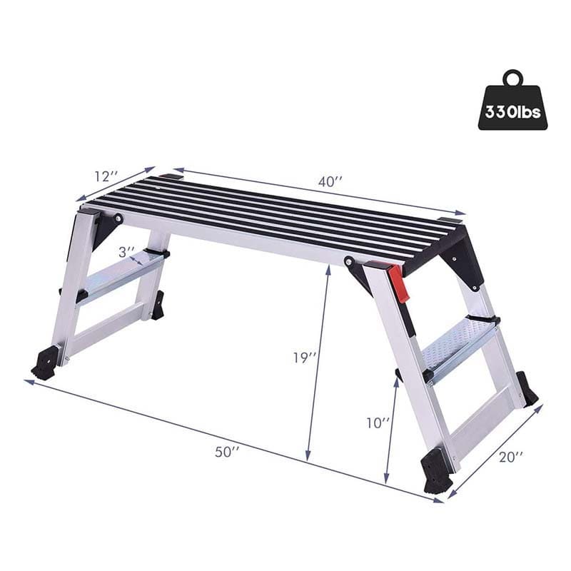 330lbs Capacity Aluminum Folding Work Platform Step Ladder Portable Work Bench Drywall Stool