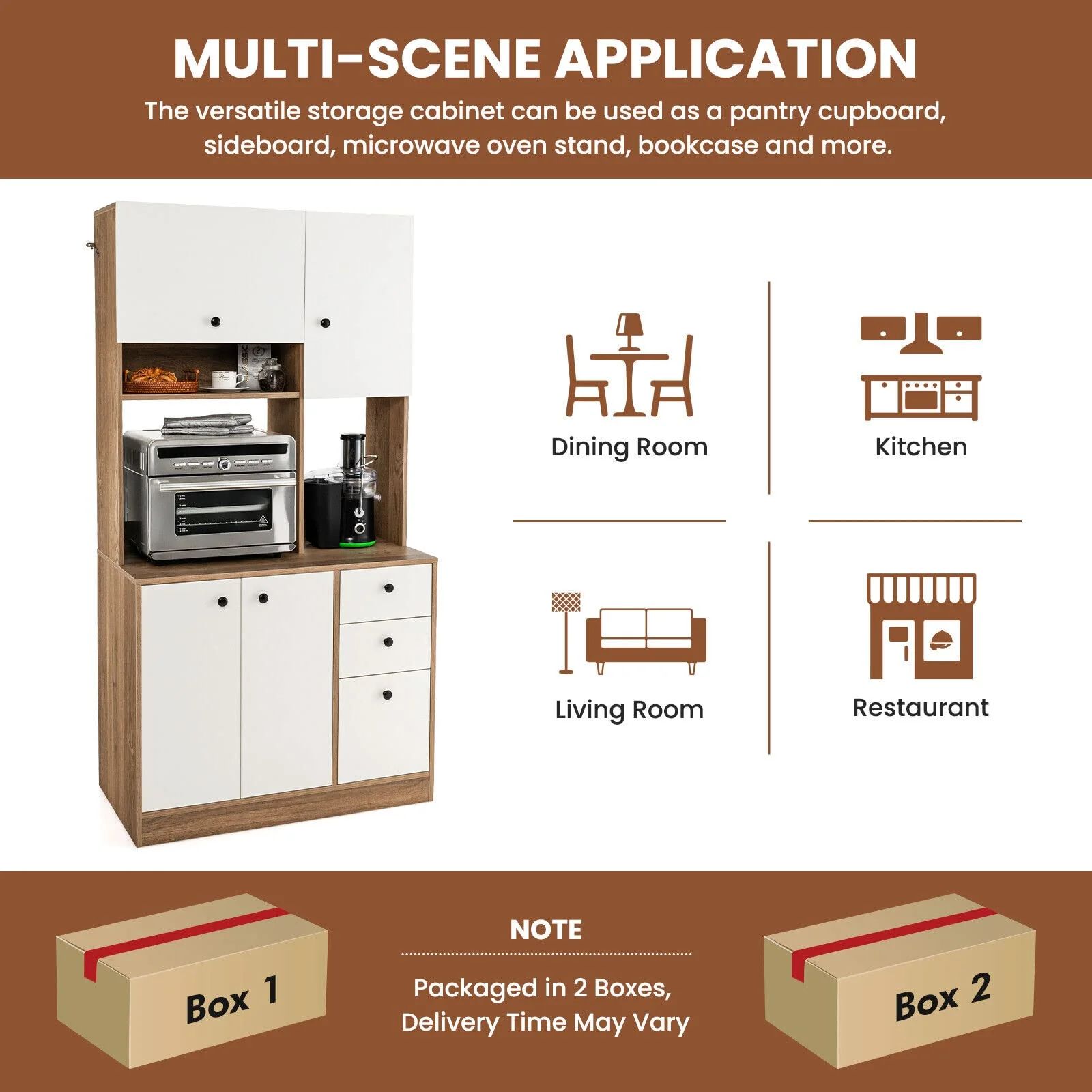 Giantex Buffet Storage Cabinet Kitchen Pantry with 3 Drawers Buffet Sideboard Hutch Cupboard