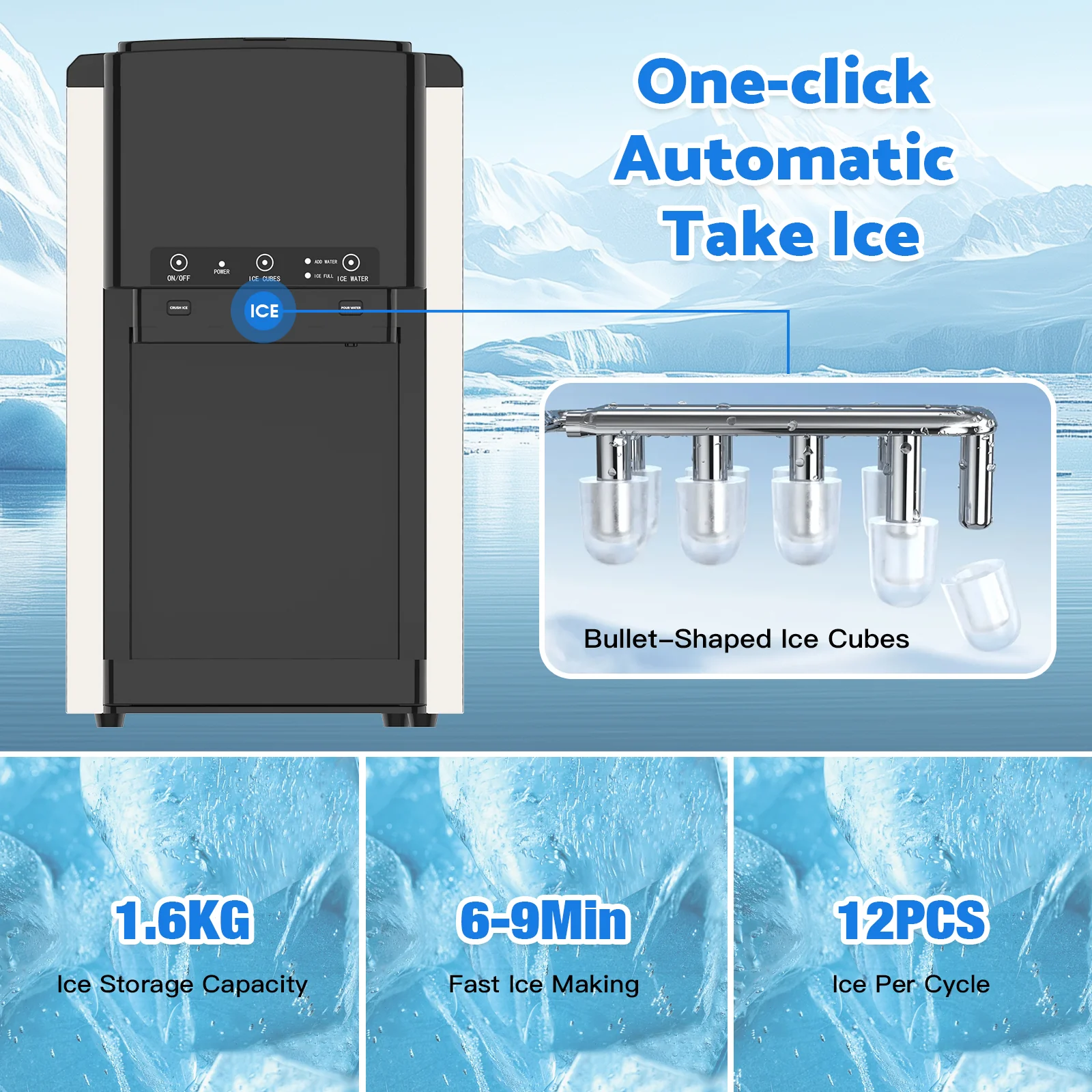 3-in-1 Ice Maker with Cold Water Dispenser