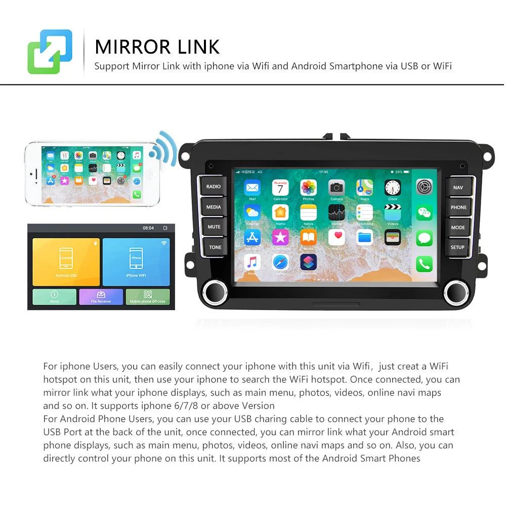 7 Inch Android Car Navigation Player + Wireless Carplay - 2 + 32G + Ahd Camera