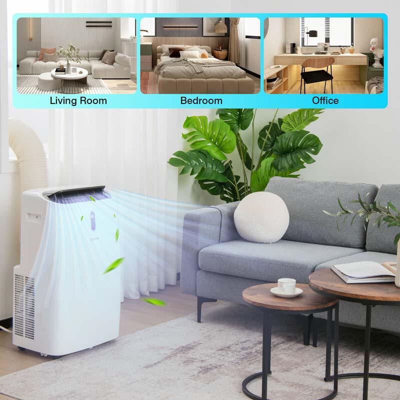 14000 BTU 4-in-1 WiFi Enabled AC Unit Portable Air Conditioner with Heat, Up to 700 Sq.Ft, Work with Alexa