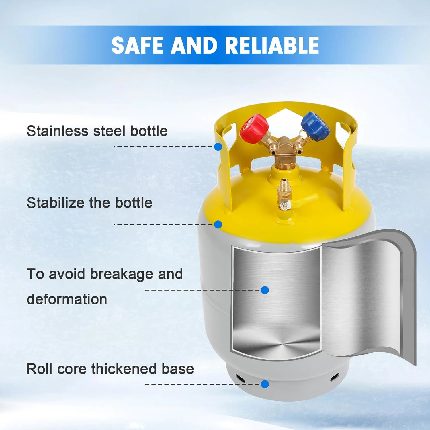30 LB Refrigerant Recovery Tank for R12, R22, R134A, R410A Refrigerant with 1/4 SAE Y-Valve Liquid/Vapor Reclaim Tank AC Freon Recovery Tank Refrigerant Recovery Cylinder Tank Reusable-FAHKNS