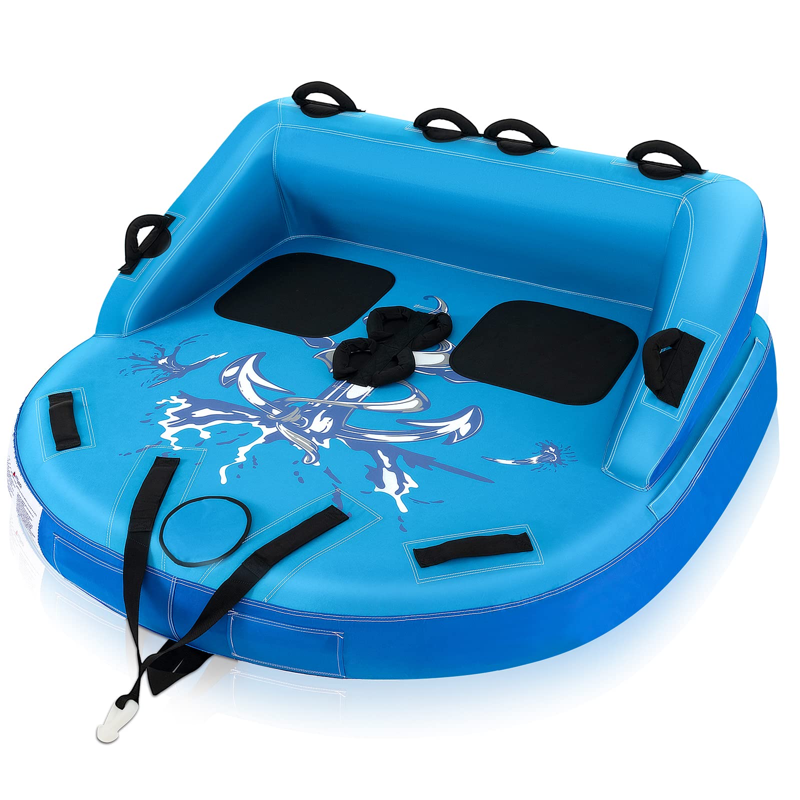 Inflatable Towable Tubes for Boating, 1-2 Person Water Sport Towables for Boat to Pull, Sofa Style Boat Tube with Drainage