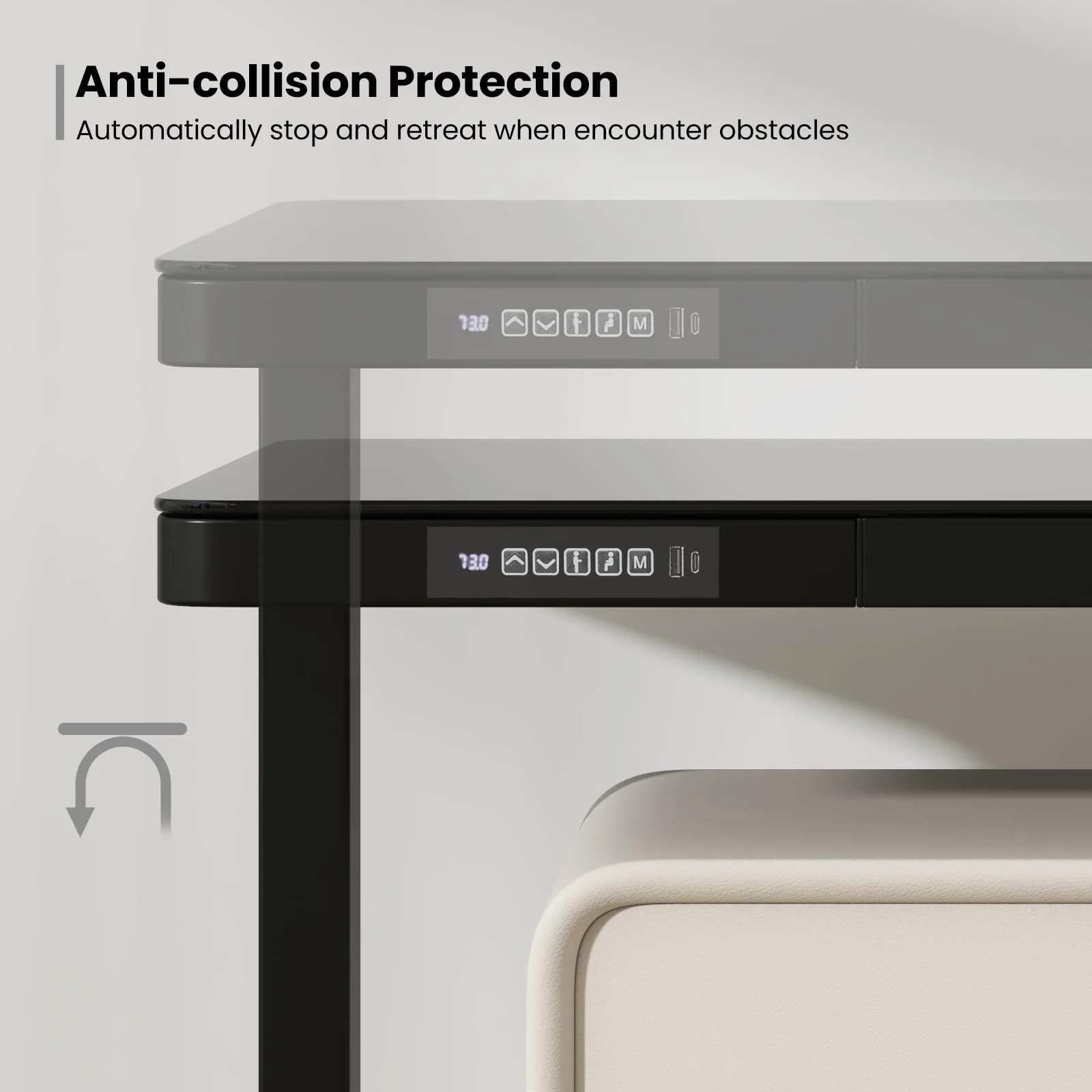120x60cm Electric Standing Desk w/ Drawer & Tempered Glass Top Home Office
