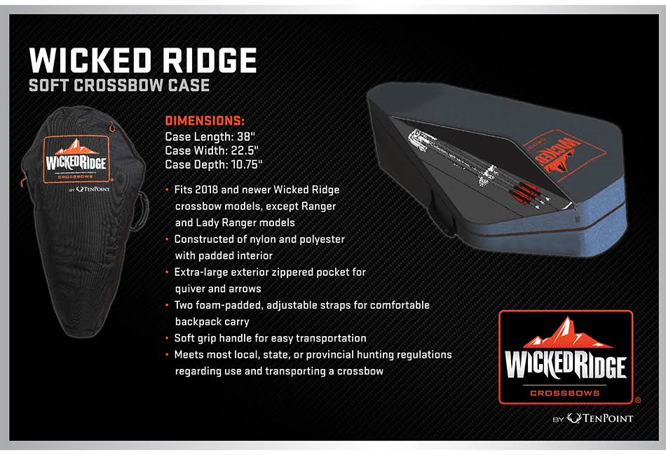 Wicked Ridge Soft Crossbow Case �C Durable Nylon/Polyester, Adjustable Straps, Fits 2018+ Models, Padded Interior, Accessory Pocket