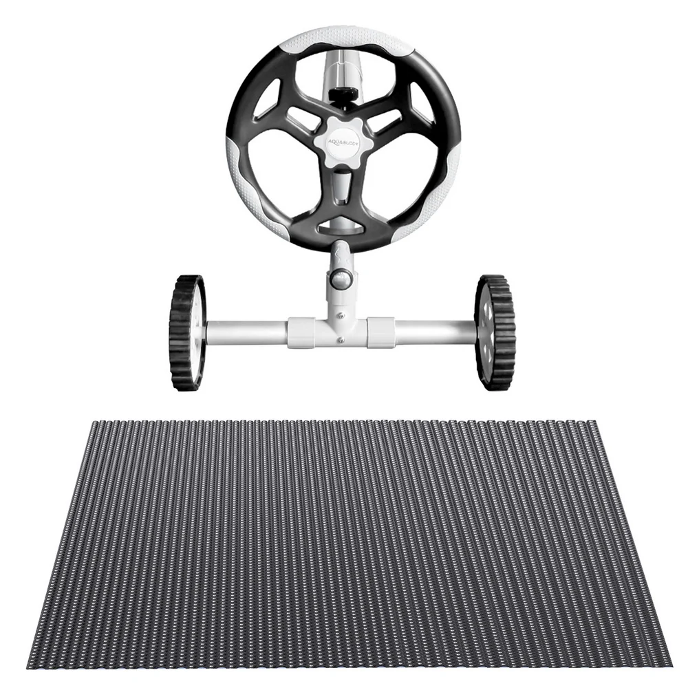 Aqua Buddy Pool Cover 600 Micron 6.5x3m w/ Roller 5.55m Swimming Pools Black Solar Blanket