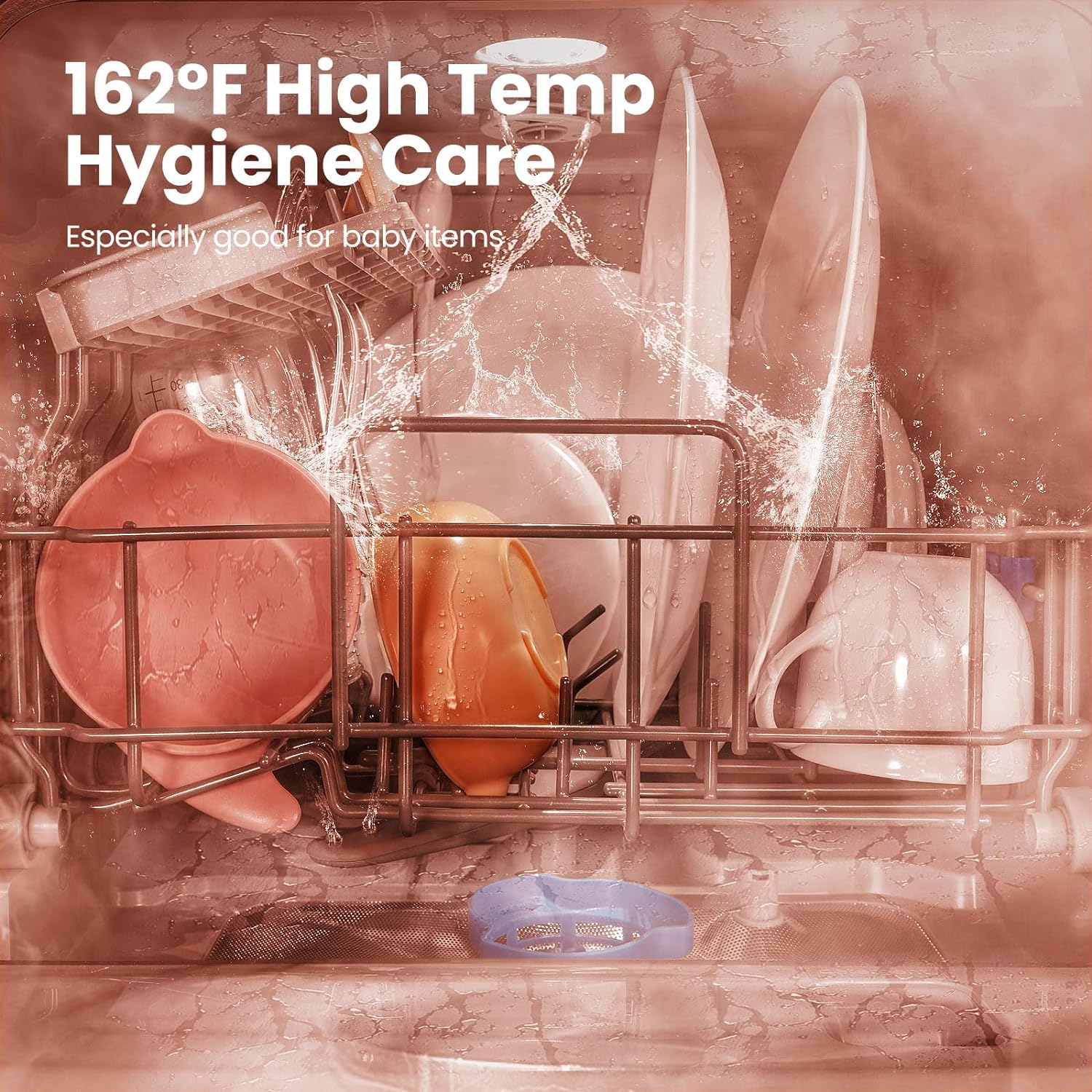 COMFEE' Portable Dishwasher Countertop with 5L Built-in Water Tank, No Hookup Needed, 6 Programs, 360?? Dual Spray, 192?H High-Temp& Air-Dry Function, Mini Dishwasher for RVs, White