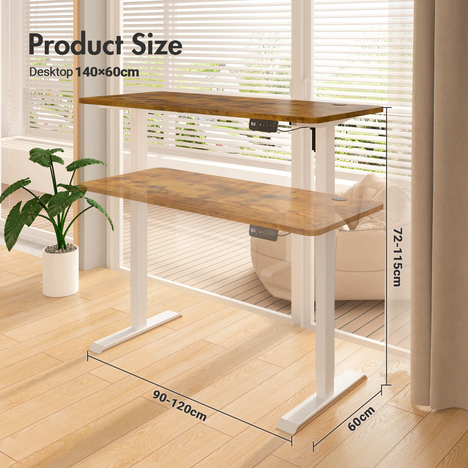 Electric Standing Desk  Adjustable Height 140cm