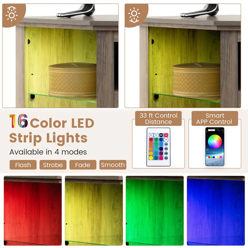 Modern Corner Fireplace TV Stand with LED Lights for TVs up to 50