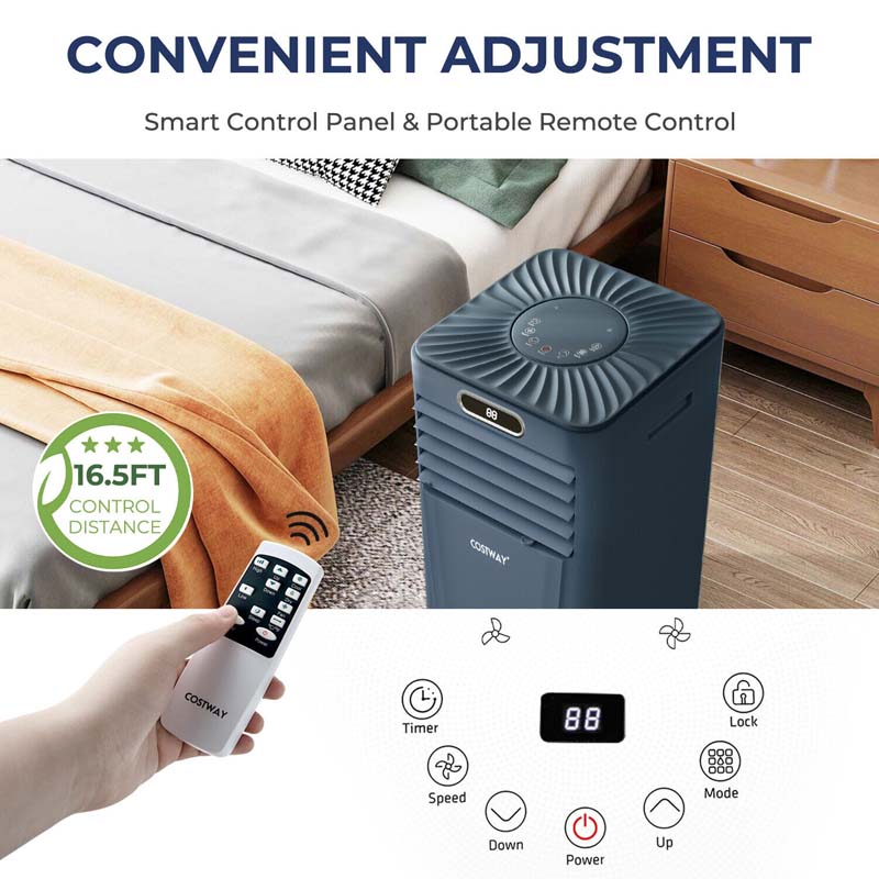 10000 BTU 3-in-1 Portable Air Conditioner Air Cooler Fan Dehumidifier with Remote Control, 24H Timer, Child Lock