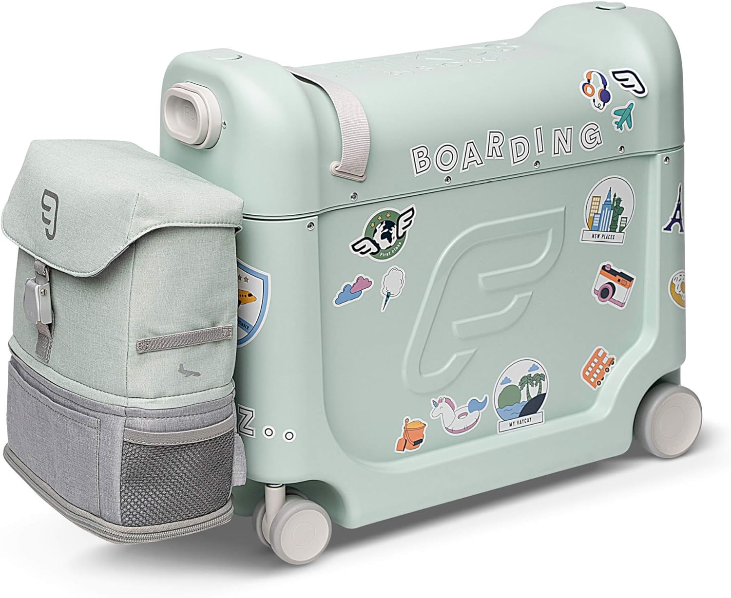 JetKids by Stokke Travel Bundle - Includes Kid��s Ride-On Suitcase & In-Flight Bed + Crew BackPack - Best for Ages 3-7