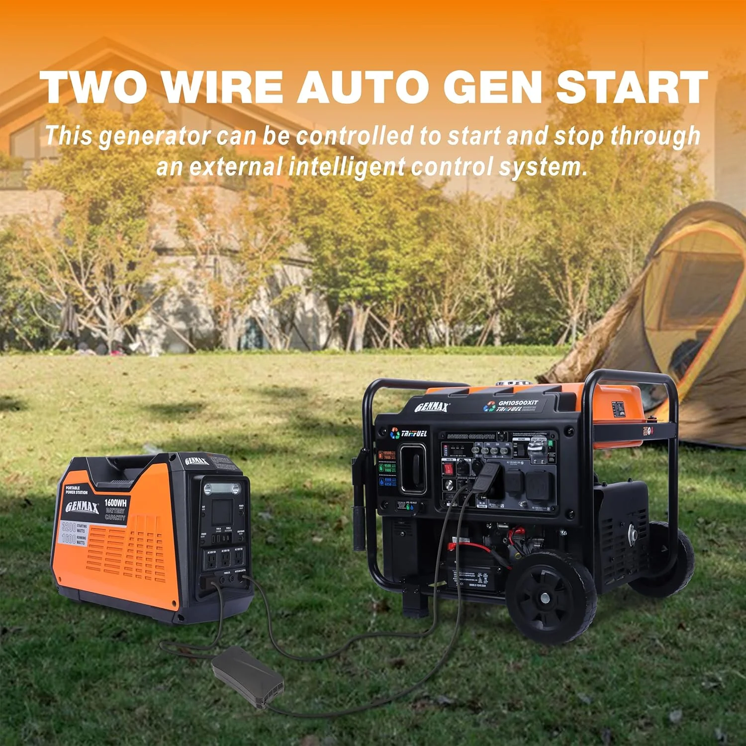 GENMAX 10500 Peak Watt Tri Fuel Open Frame Inverter Generator,with ATS,Quiet Technology,CO Sensor,digital display and 50A,Ideal for Home backup,contruction site and RV Camping (GM10500XiT)