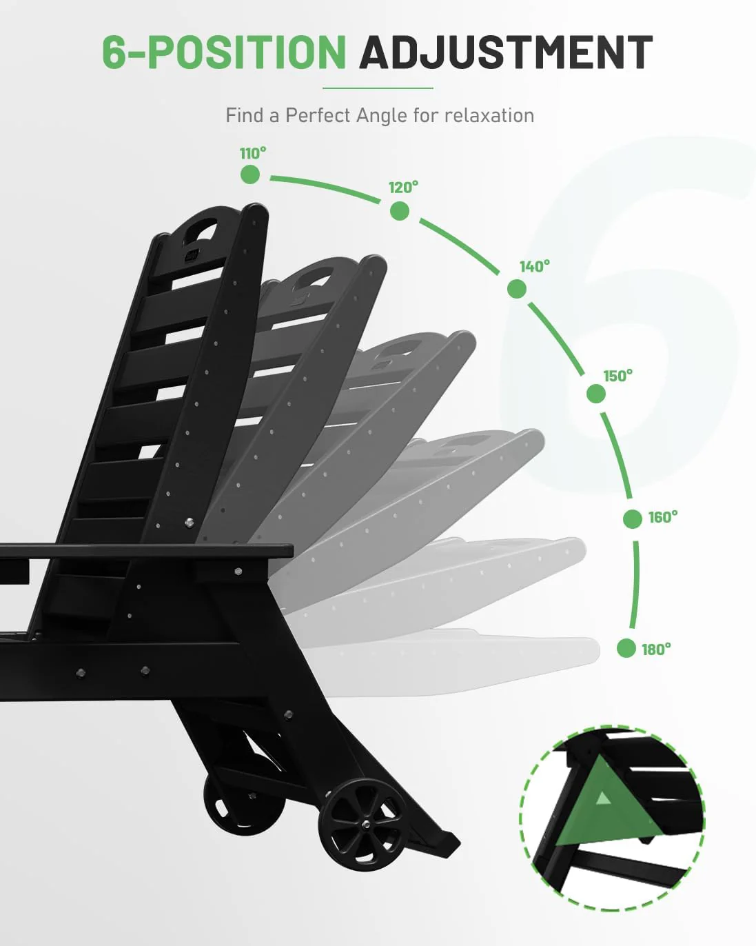 Lounge Chair Outdoor, Chaise Lounge, HDPE 6-Position Outdoor Chaise Lounge, Patio Lounge Chair with Wheels & Cup Holder for Pool Poolside Deck Backyard, Teak