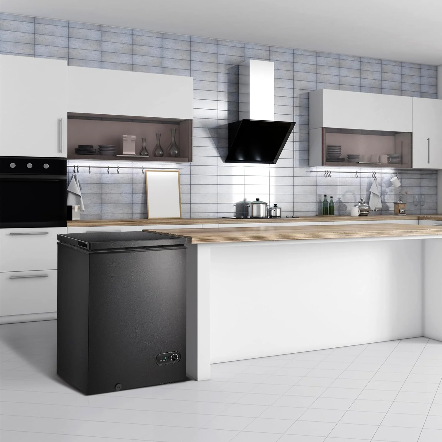 R.W.FLAME Chest Freezer 3.5 Cubic Feet with Baskets