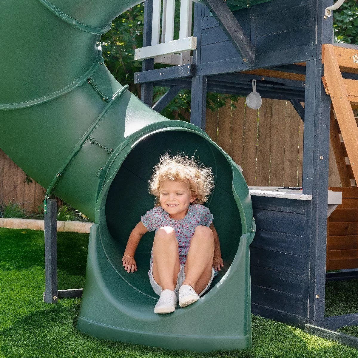 Backyard Discovery Skyfort III Cedar Swing Set w/ Tube Slide �C DIY