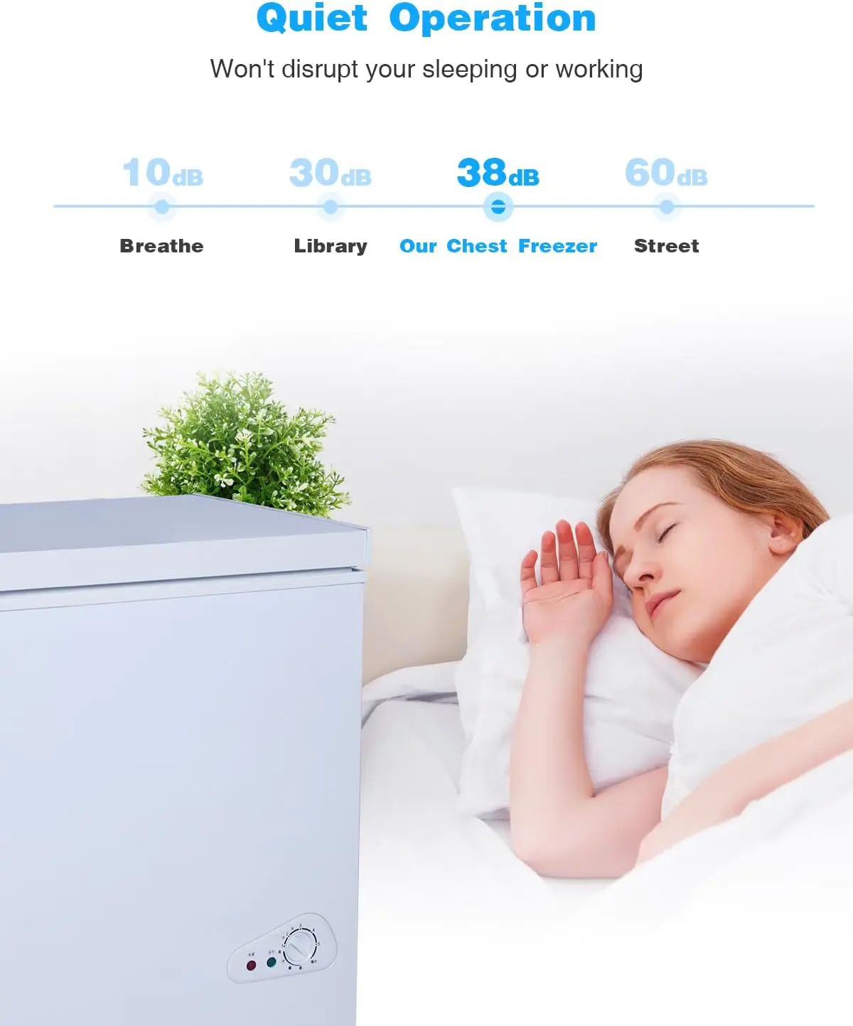 3.5 Cu.Ft Chest Freezer with a Removable Basket 7 Gears Adjustable Temperature Control(-18F to -46F), Deep Compact Freezer for Garage, Office, Basement, House, Kitchen, Shop, RVs-White