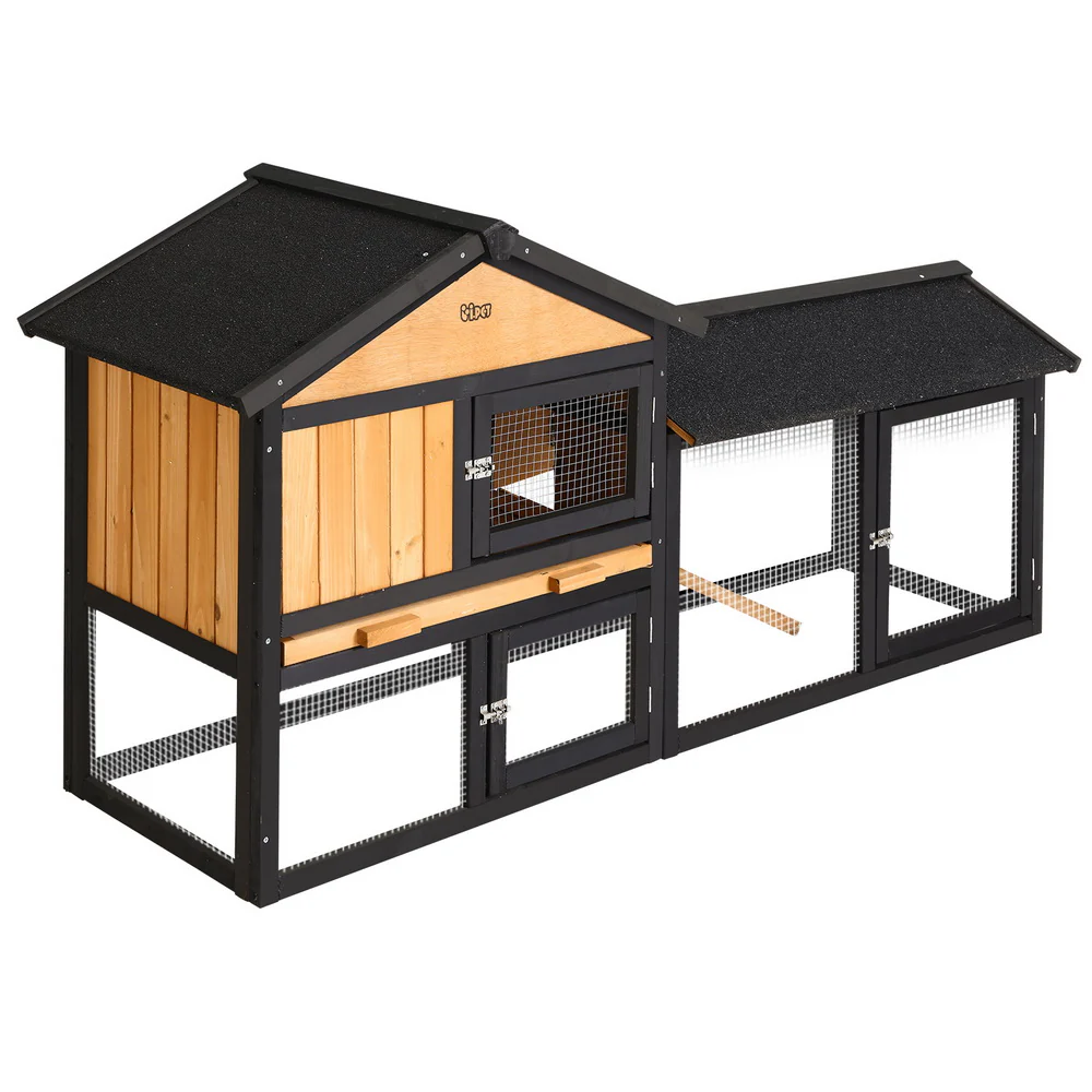 i.Pet Chicken Coop Rabbit Hutch 165cm x 43cm x 86cm Chicken Coop Large Run House Cage Wooden Outdoor