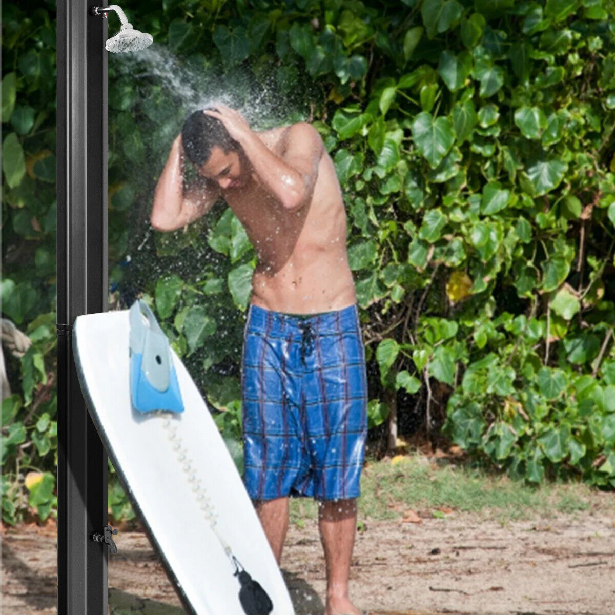 2.2 M 35 L Outdoor Solar Heated Shower 2-Section W/360�� Head & Foot Shower
